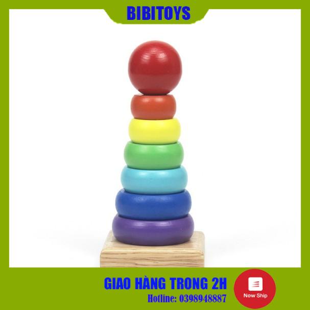 [RẺ VÔ ĐỊCH] Đồ chơi tháp cầu vòng mini bằng gỗ size nhỏ