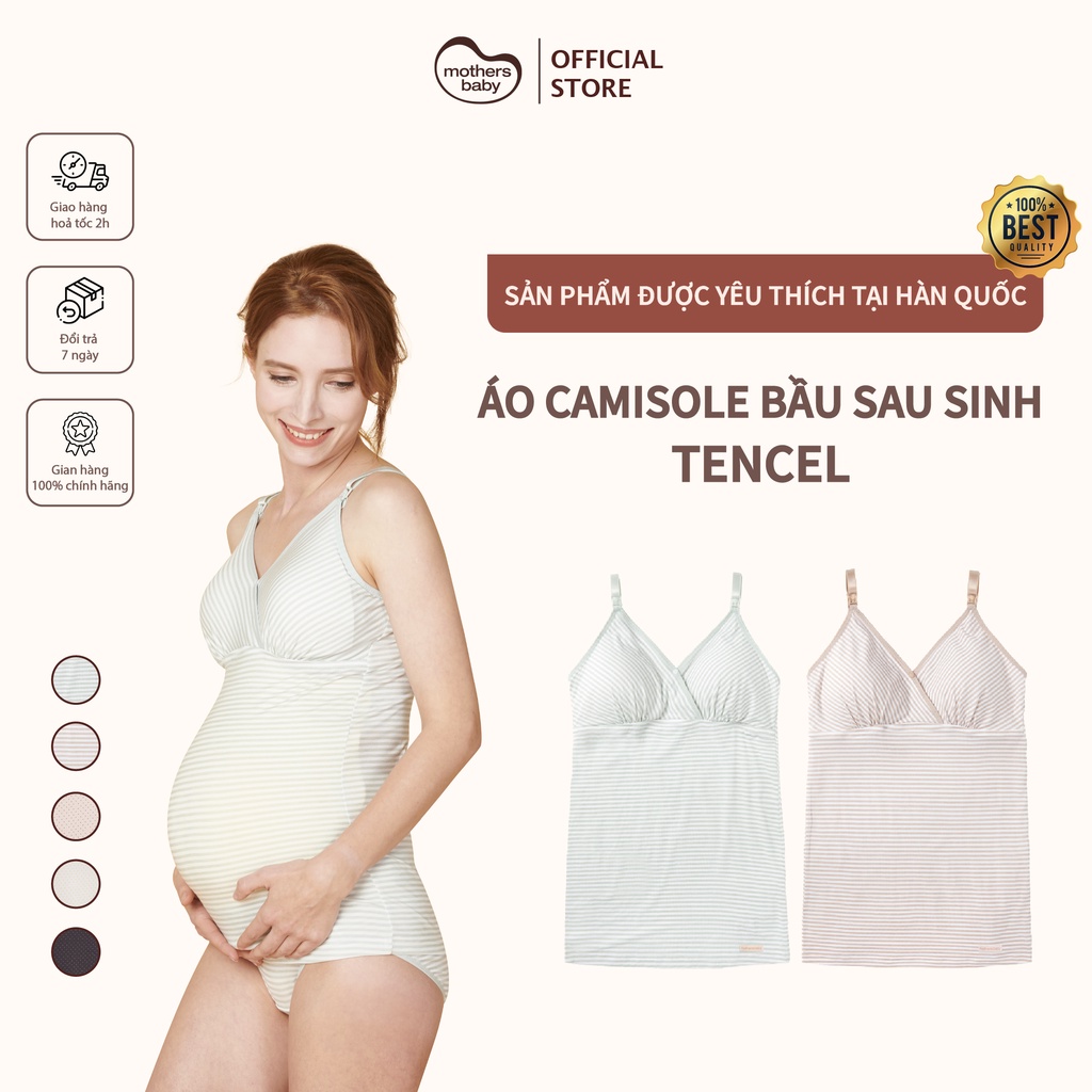 Áo Ngủ Bầu Sau Sinh Chất Liệu Tencel, Thiết Kế Khuy Mở Cho Bé Tuti Thương Hiệu Mothesbaby Hàn Quốc