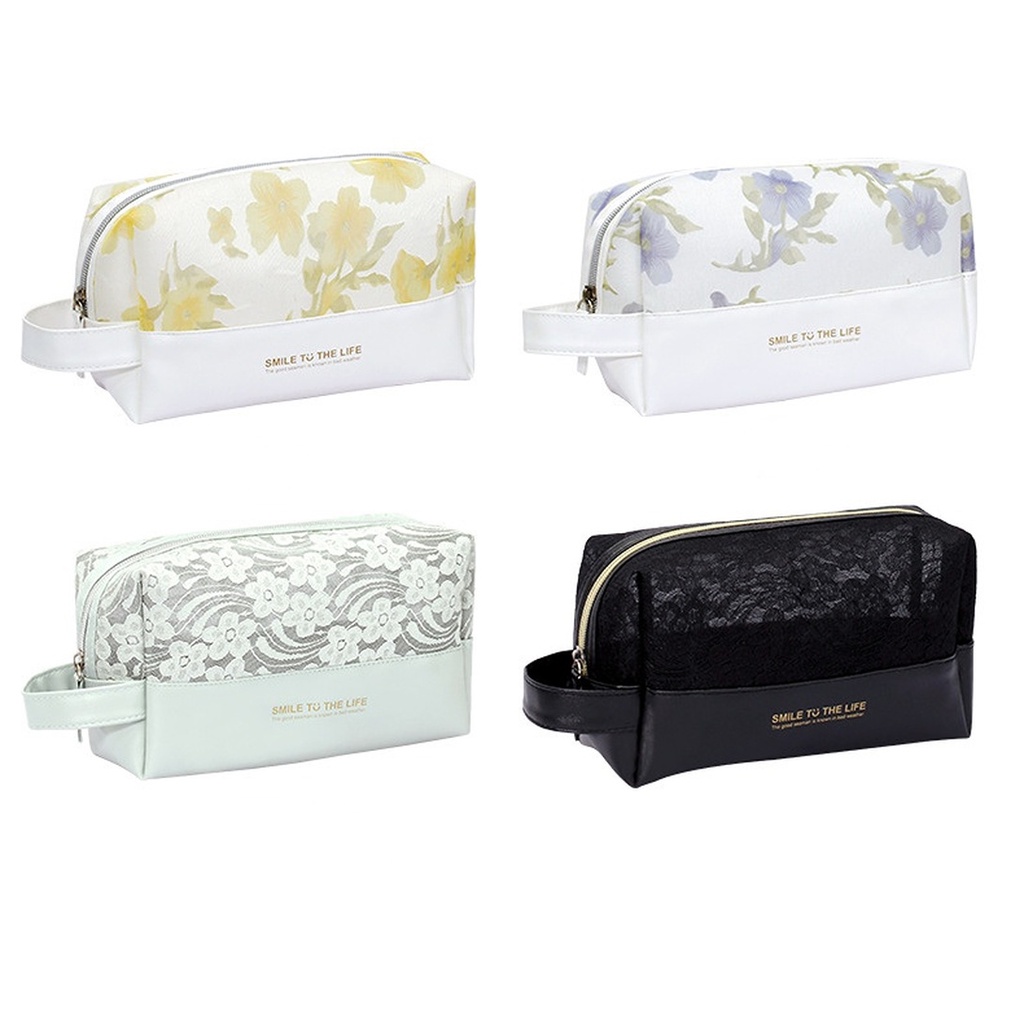 Túi Đựng Mỹ Phẩm Du Lịch Cầm Tay Họa Tiết Hoa Ẩn Mới