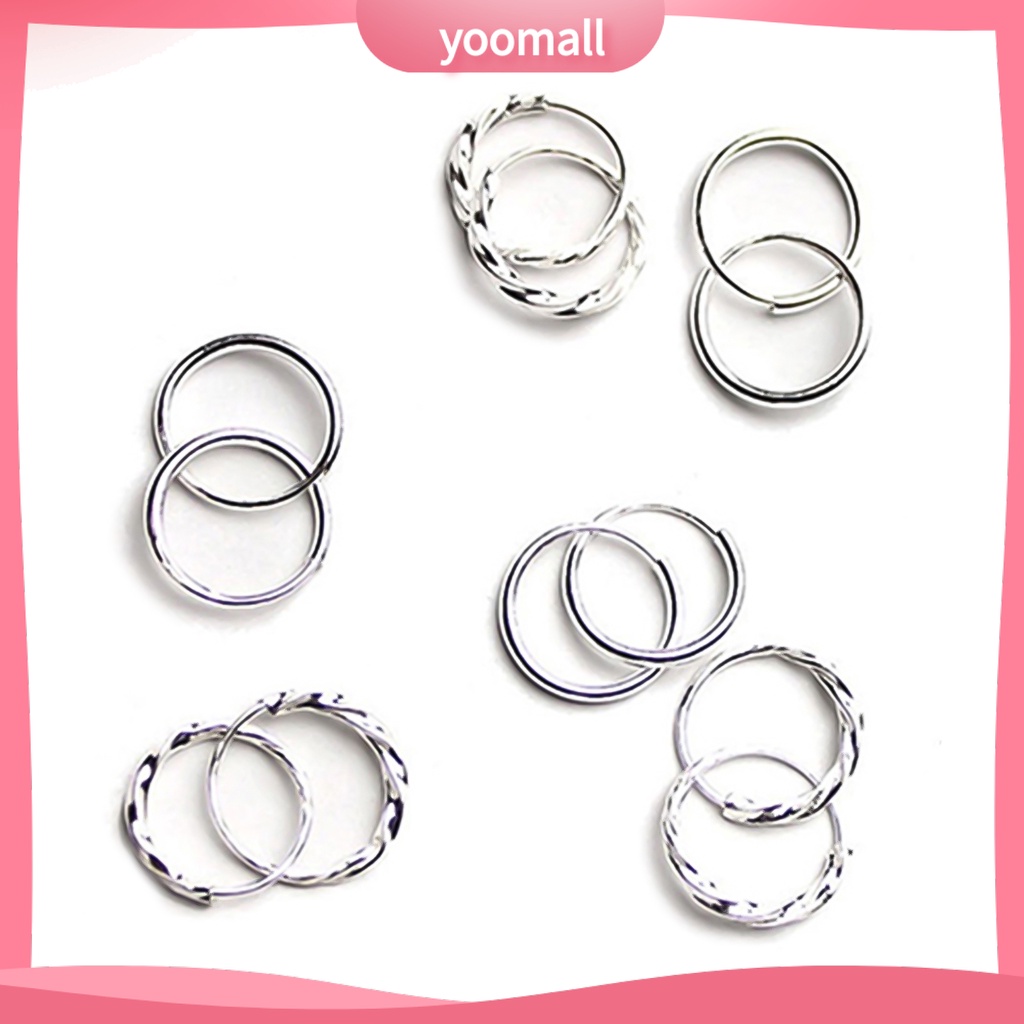 Đôi hoa tai tròn mịn vân sóng nhỏ / lớn thiết kế đơn giản thời trang cho nữ