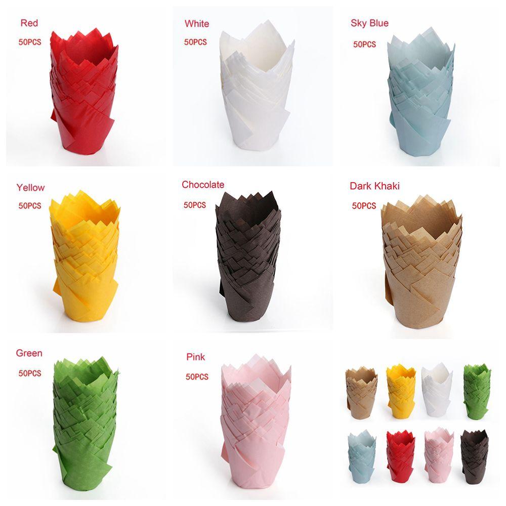 Bộ 50 Cốc Đựng Bánh Muffin Chống Mỡ Màu Kẹo Ngọt