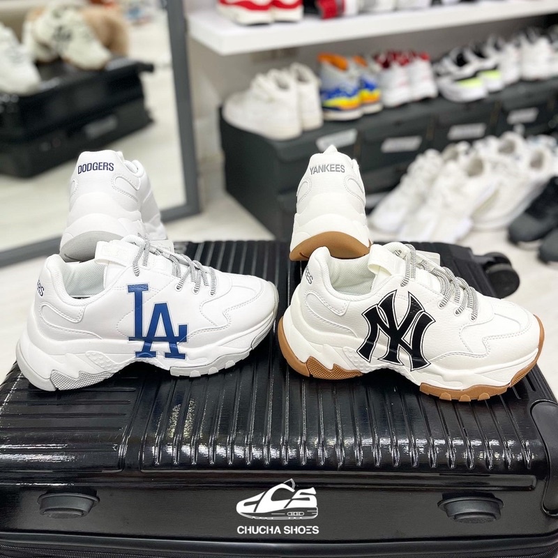 *Chính Hãng* Giày Sneaker MLB BigBall Chunky LA Chữ Xanh, NY Chữ Đen Đế Gum