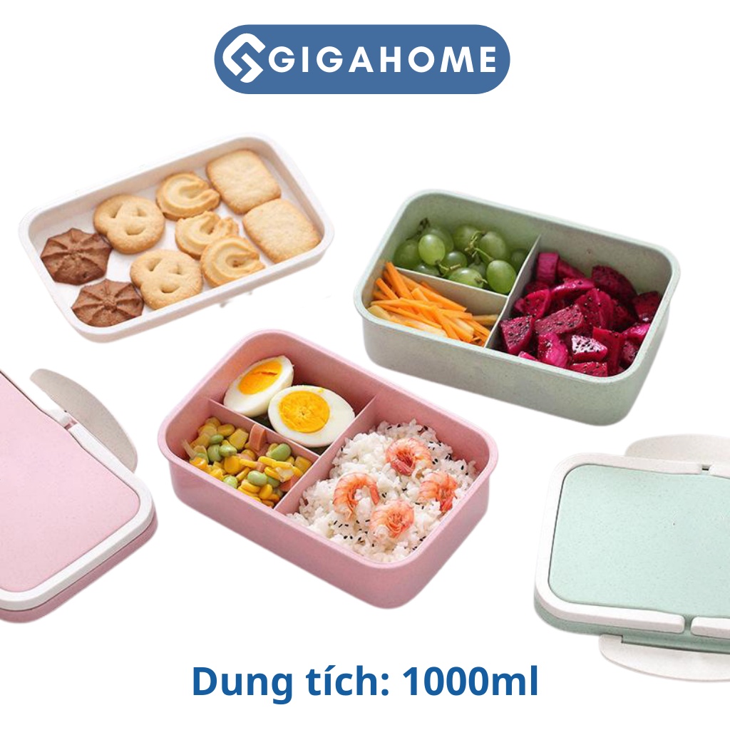 Hộp Đựng Cơm Lúa Mạch 2 Tầng 3 Ngăn GIGAHOME An Toàn Sức Khỏe, Thân Thiện Môi Trường 5634