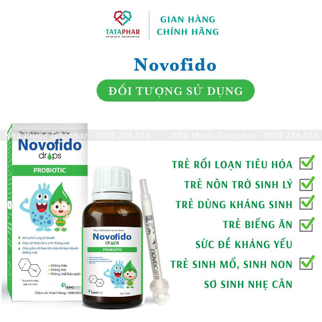 Men vi sinh Novocare Novofido - Bổ sung lợi khuẩn - dạng nhỏ giọt -Cải thiện hệ tiêu hóa bé ăn ngon lọ 15ml