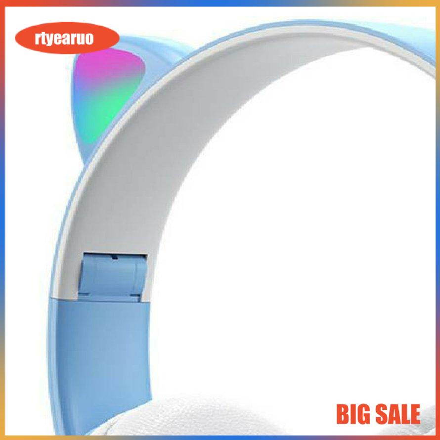 ✨Tai Nghe Chụp Tai Bluetooth P47✨Tai mèo phát sáng Tai nghe âm thanh nổi song phương Tai nghe công suất thấp