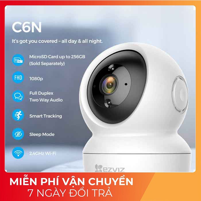 Camera EZVIZ⭐FREESHIP⭐Camera EZVIZ C6N 1080P wifi Smart IR, theo dõi chuyển động ( CS-C6N-A0-1C2WFR)