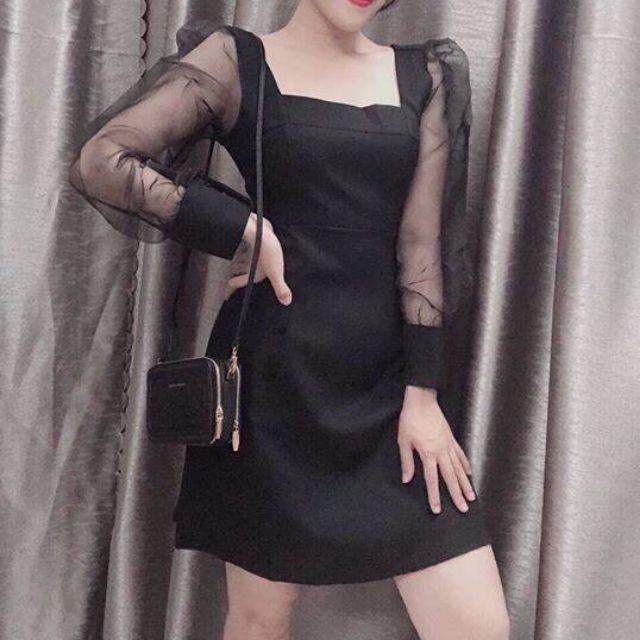 Đầm tay phối lưới siêu xinh