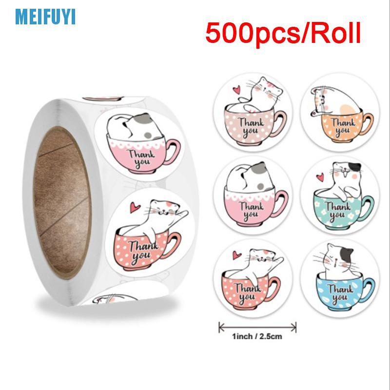 Set 500 miếng dán hình tròn in chữ Thank You độc đáo trang trí đồ thủ công