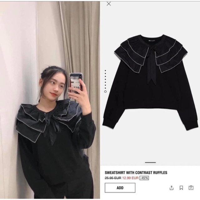 Thanh lý áo zara cổ nơ size S newtag