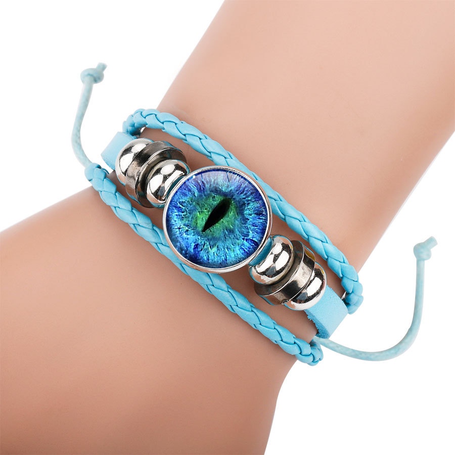 Vòng Tay Da Đính Đá Mắt Mèo Thời Trang Cho Nam Và Nữ