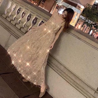 Váy dài dây chéo hở lưng lấp lánh blink blink