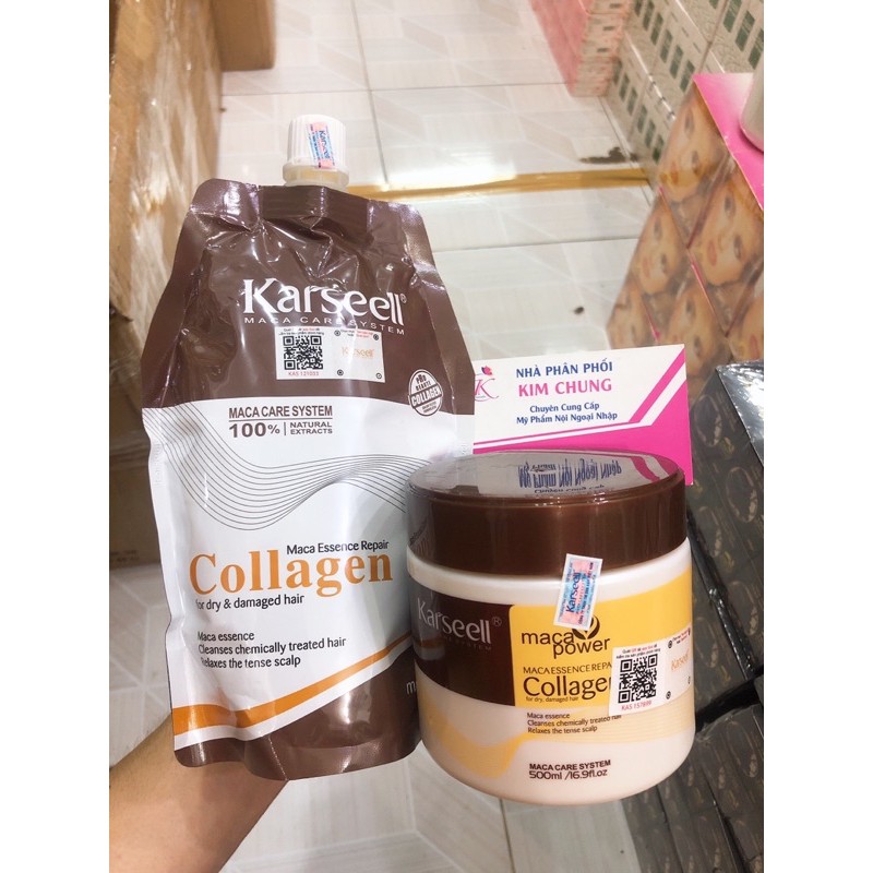 🛑FreeShip🛑 Kem Hấp - Ủ- Xả Phục Hồi Tóc Collagen Karseell Maca 500ml Hàng Chính Hãng