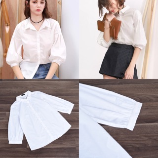 Áo sơ mi trắng tay lỡ ly tay phồng