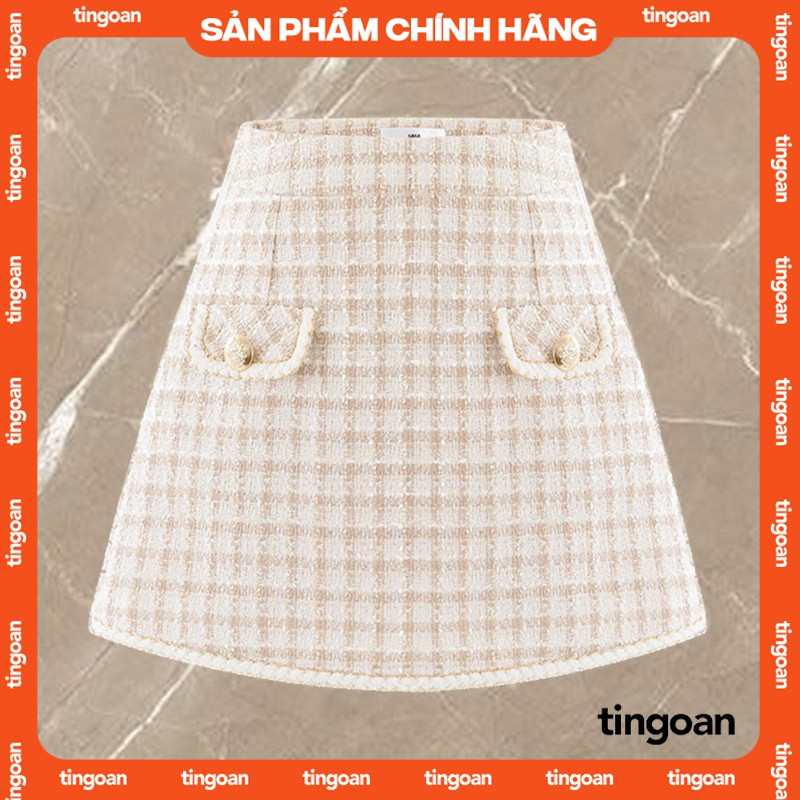 Chân váy tweed 2 cúc nude tingoan ROSIE SAKURA SKIRT/ND