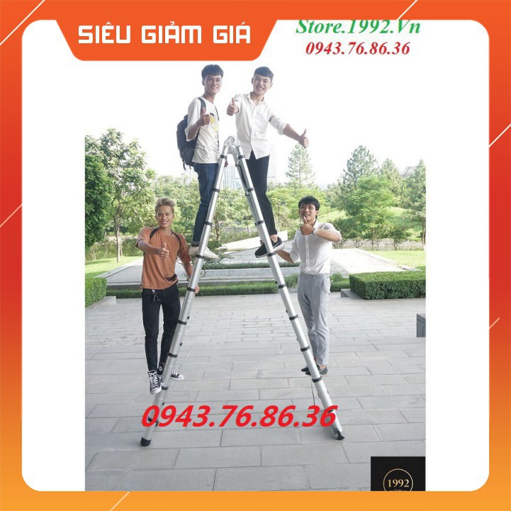 THANG NHÔM RÚT CHỮ A 5.6M [2.8m + 2.8m] - Tặng Chốt Thang