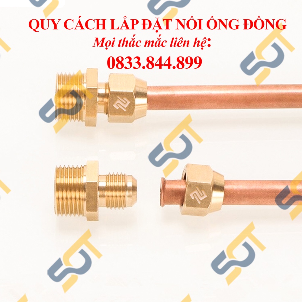 [HÀN ỐNG ĐỒNG] Co ren ngoài G1/8 (9.6) nối côn lồi cho điện lạnh & khí nén (Brass Flare Male Elbow)- Cong rắc co ren NPT