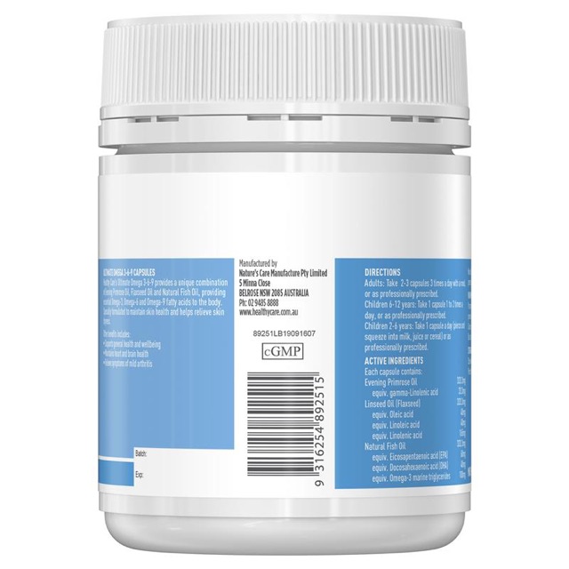 Viên uống giảm mỏi mắt Healthy Care Ultimate Omega 369 hỗ trợ tim mạch huyết áp 200 viên