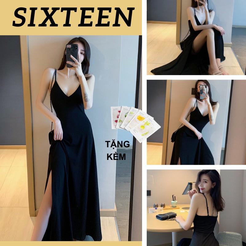 [Mã FAGREEN1505 giảm tới 30K đơn 99K] Đầm 2 Dây, Váy Nữ Dáng Dài, Đầm Maxi Xẻ Tà Quyến Rũ SIXTEEN.