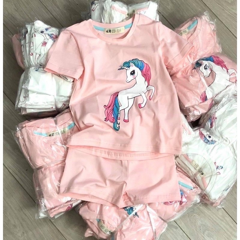 bộ cotton đùi bé gái hình pony