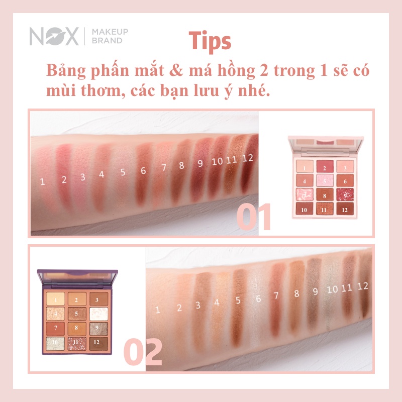 Bảng Phấn Mắt NOX 15g 12 Màu Trang Điểm Chất Lượng Cao