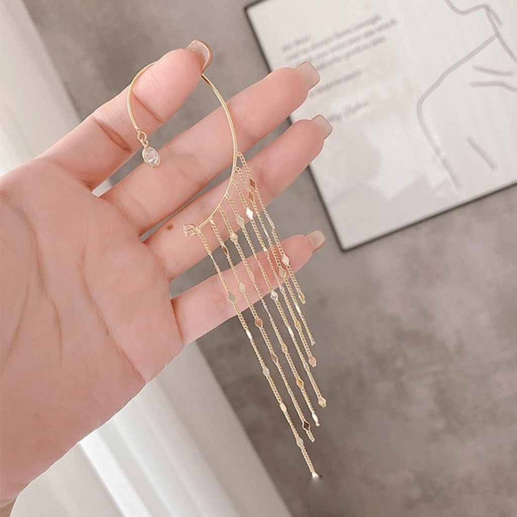 Ở stcok| 1 Khuyên Kẹp Vành Tai Tua Rua Phong Cách Vintage Thời Trang