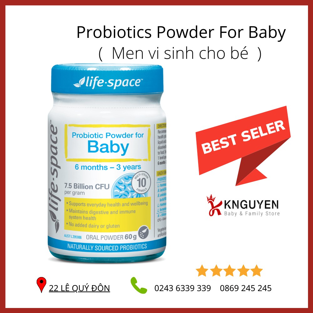 Men vi sinh cho trẻ từ 6 tháng -3 tuổi Life Space Probiotic Powder For Baby 40gram-Knguyen