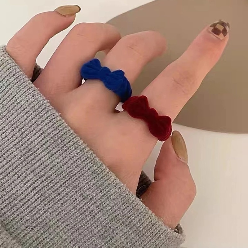 1 Nhẫn Đeo Ngón Trỏ Vải Nhung Màu Đỏ Rượu Dễ Thương Có Thể Điều Chỉnh