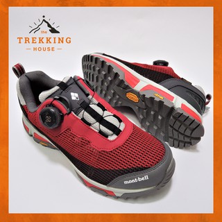 Giày leo núi trekking chống thấm nước Montbell Đỏ Xám, Giày phượt dã ngoại outdoor khóa Boa