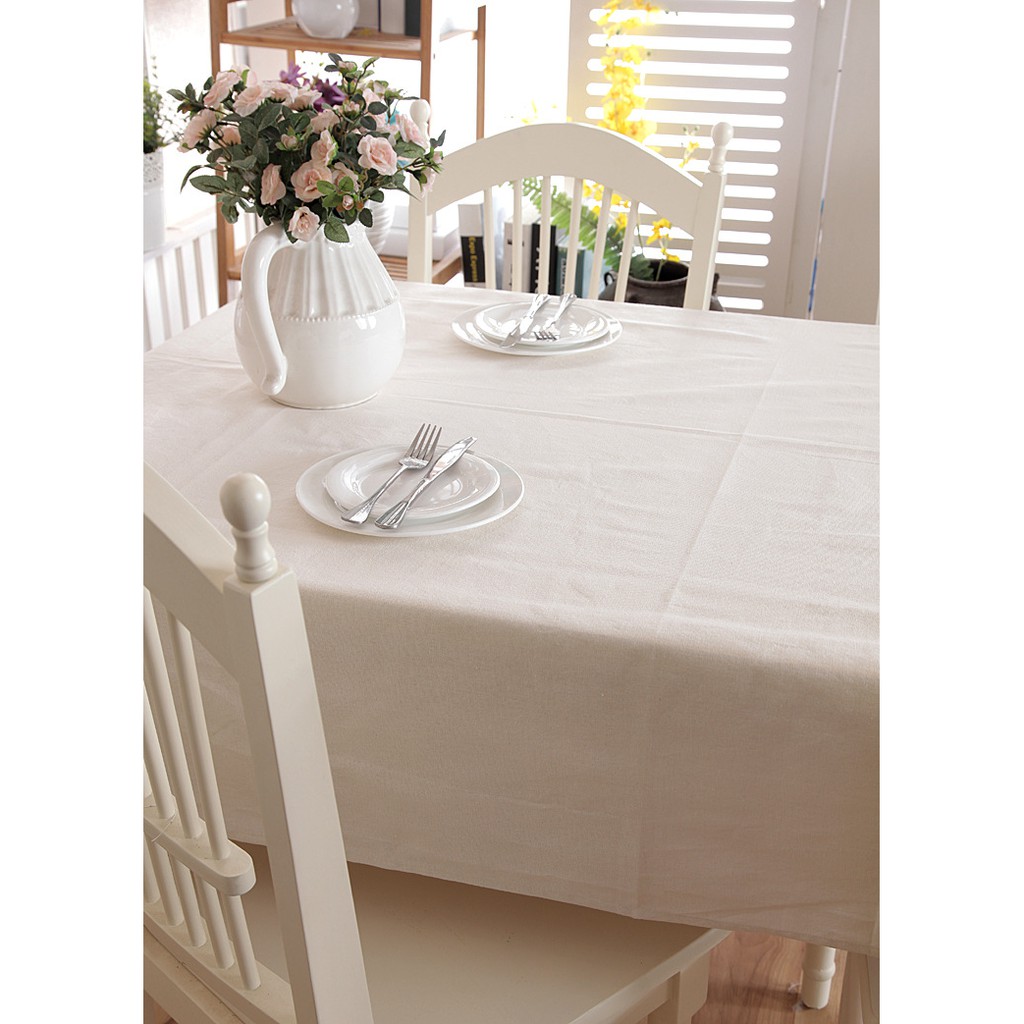 Khăn trải bàn vải bố màu trắng be trơn KB007 Pink Xinh Decor trang trí nhà cửa bàn ăn table cloth home decor