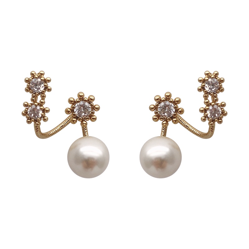 Hoa Tai Hình Cánh Hoa Đính Ngọc Trai Lấp Lánh Thời Trang Hàn Quốc