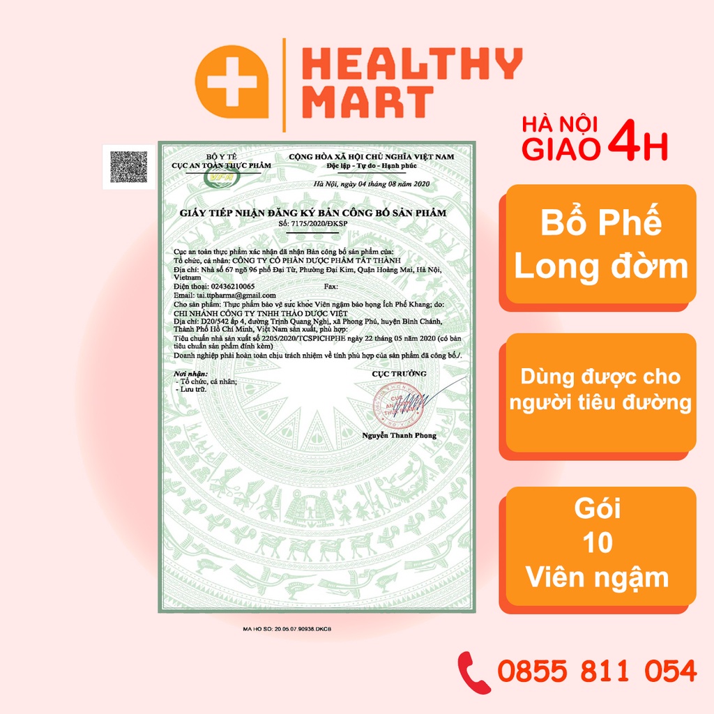 ✔️️️️ Viên Ngậm Ho ÍCh Phế Khang  - Hộp 20 gói Tất Thành Pharma - Giá 1 gói 10 viên