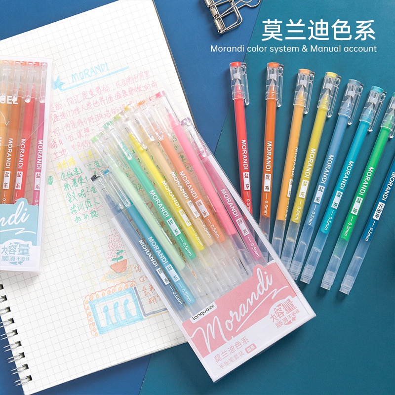 Bút gel Morandi DecorMe 0.5mm nhiều màu viết sổ tay trang trí thiệp bullet journal set 9 bút