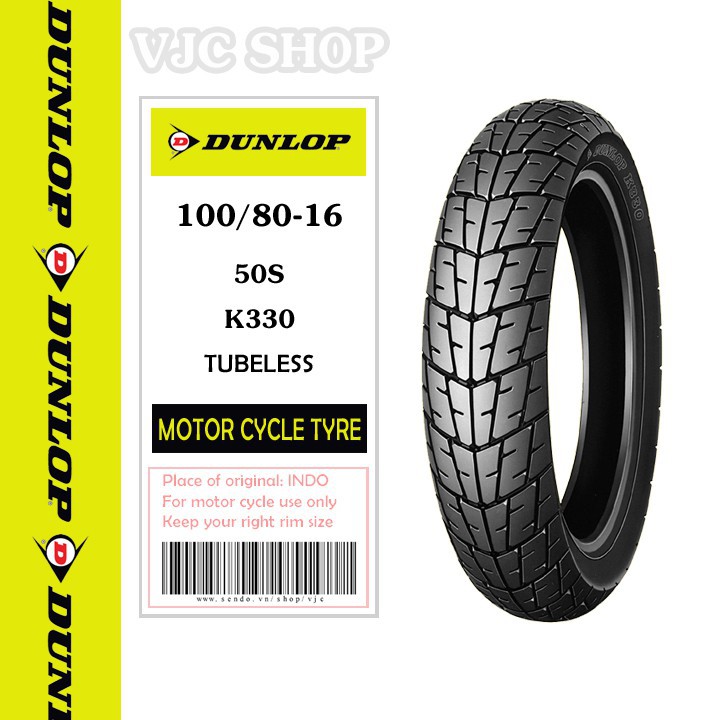 Lốp (vỏ) xe Honda SH 125 trước 100/80-16 TL + sau 120/80-16 TL Dunlop K330 chính hãng _ Lốp Trung Thành