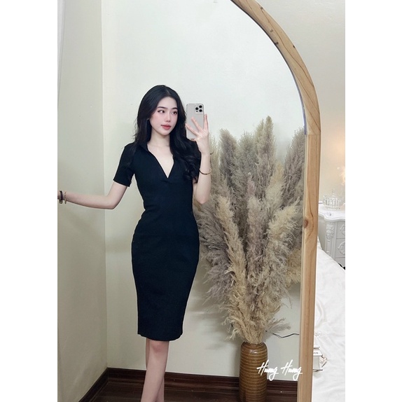 VÁY BODY CỔ V 2 MÀU ĐEN - KẺ XẢ LỖ