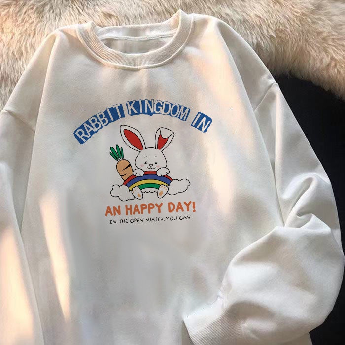 Áo sweatshirt cổ tròn dáng rộng phong cách Hàn Quốc dành cho nữ