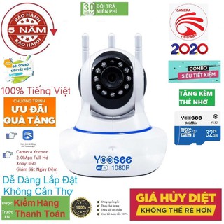 CAMERA IP WIFI 2.0 MPX-YOOSEE-BẢO HÀNH 1 NĂM- camera wifi 2.0 - trong nhà camera yoosee 3 Râu2.0Mpx full hd