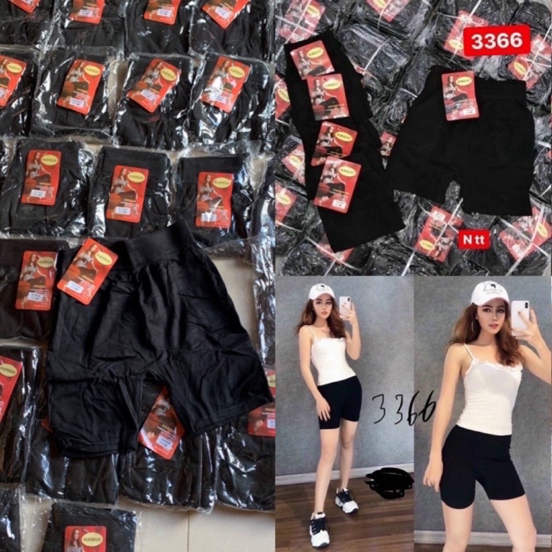 Quần legging đùi màu đen