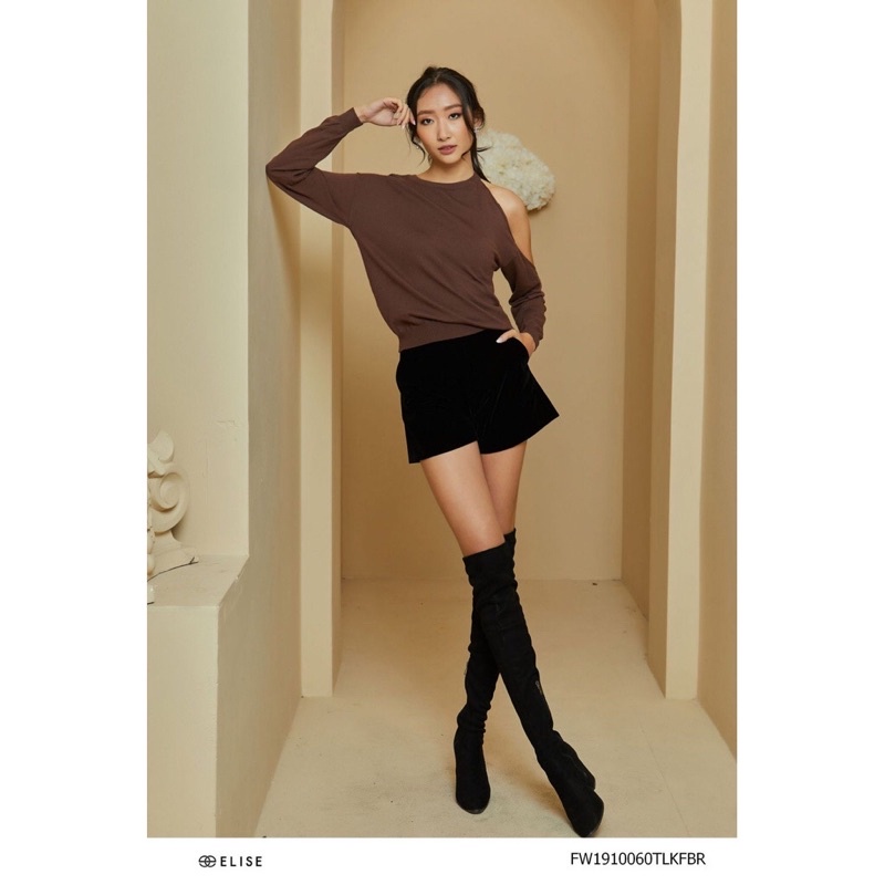 Áo len elise size s newtag nâu lệch vai