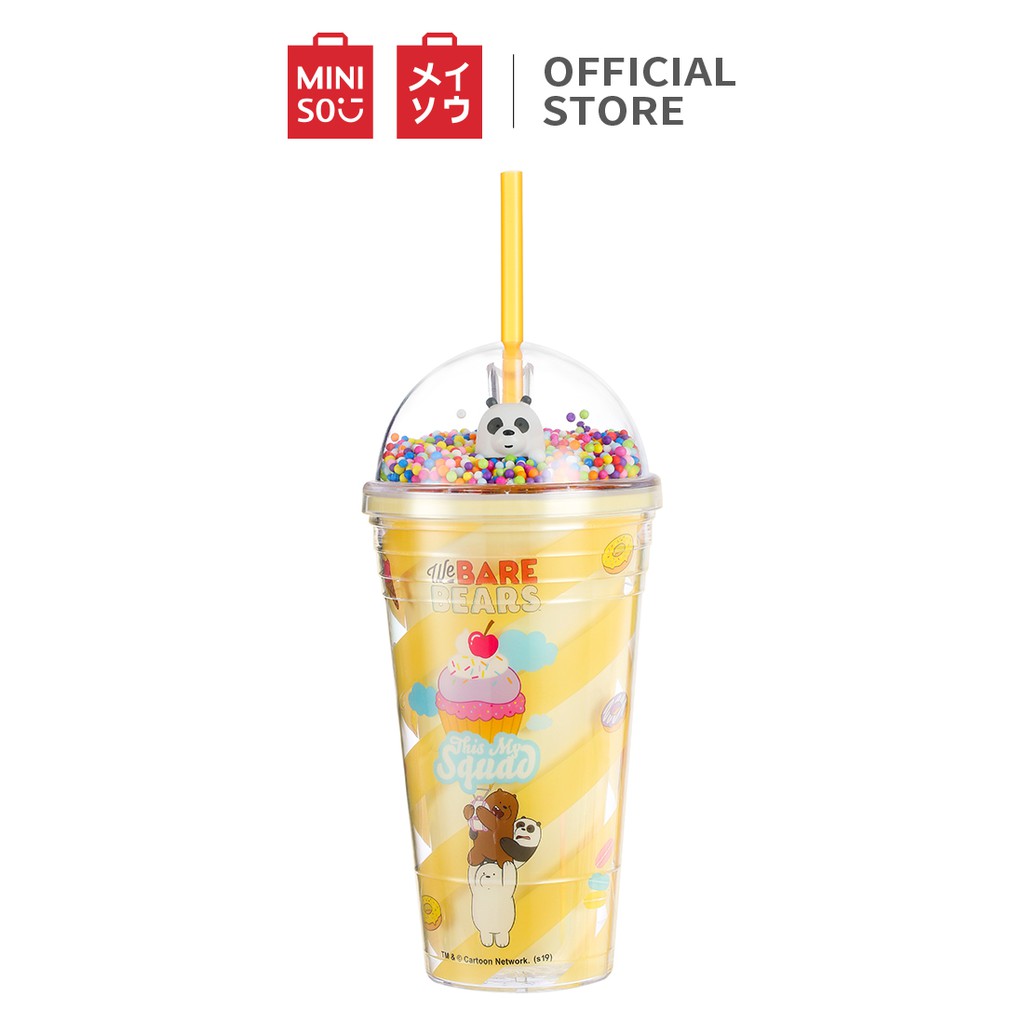 Cốc nhựa Miniso x We Bare Bears kèm ống hút 480ml - Hàng chính hãng