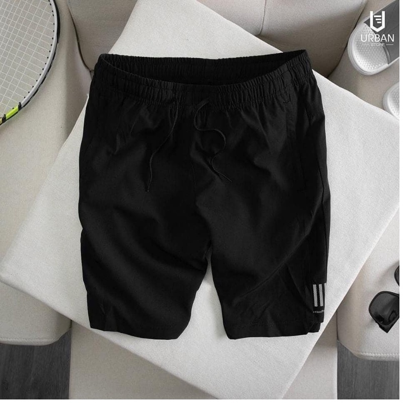 Quần short nam dáng đùi thể thao logo sọc vải dù gió lưng chun Xiaomimi N.001.XCB.2XL