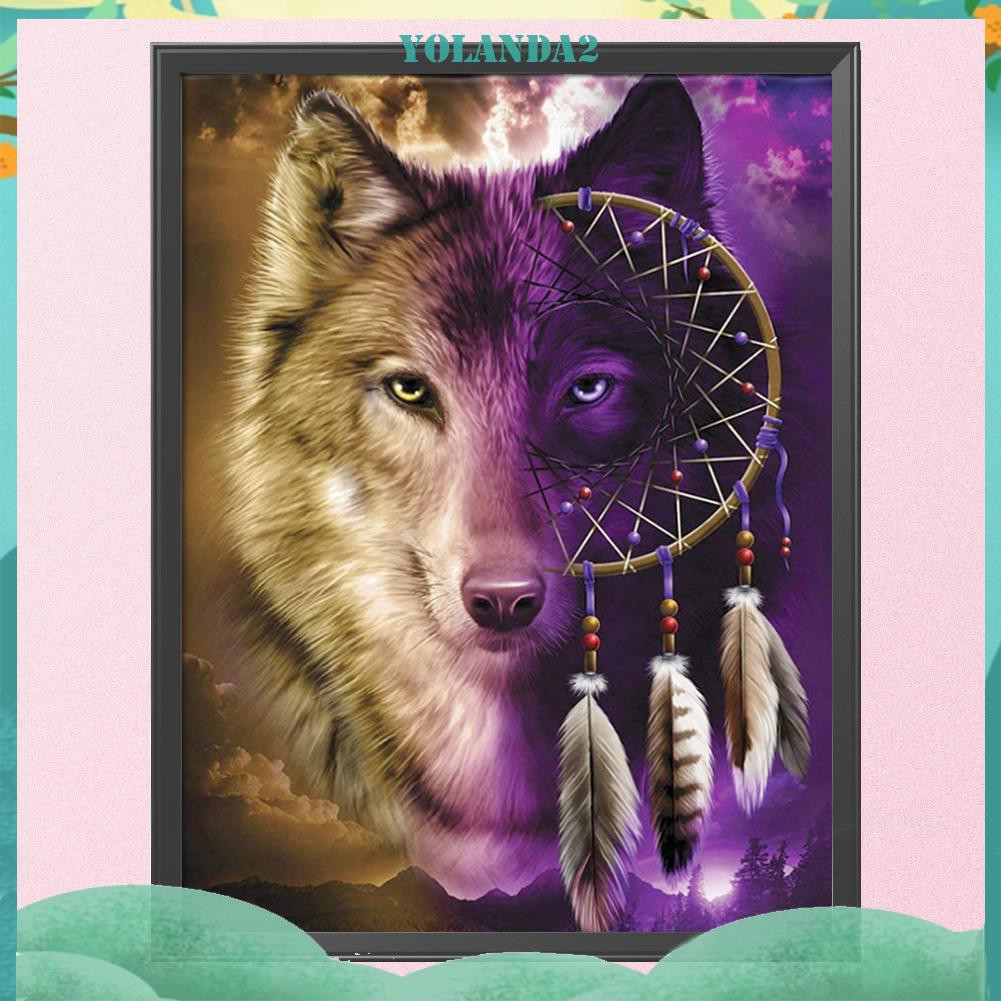 Tranh thêu chữ thập tự làm hình chó sói 11CT