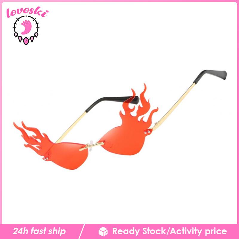 [Lovoski] Kính Mát Hình Ngọn Lửa Phong Cách Punk Cho Bữa Tiệc Đường Phố Màu Đen