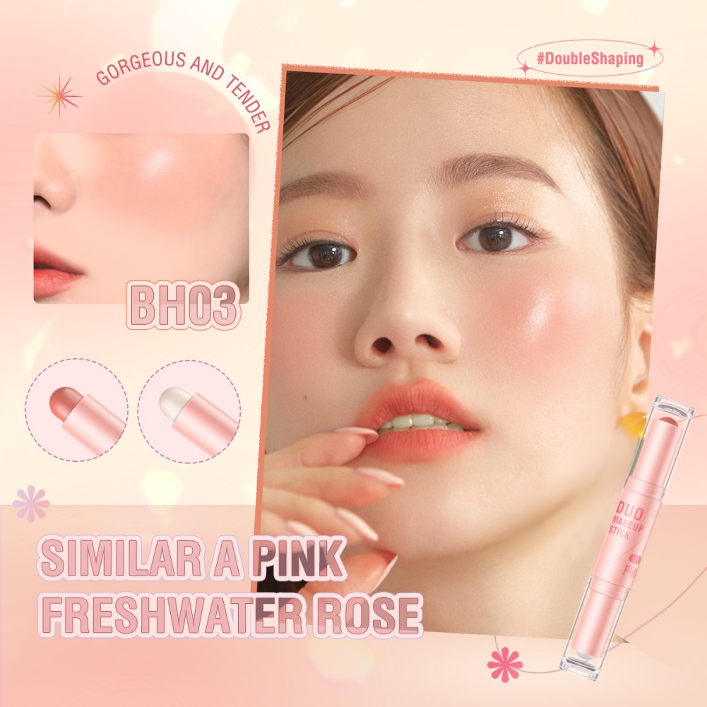 Thỏi Phấn Má Hồng 2 Trong 1 Trang Điểm Tạo Khối Bắt Sáng Lấp Lánh Mềm Mượt