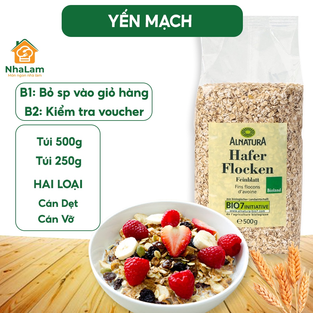 Yến Mạch Giảm Cân Hafer Flocken Cán Dẹt &amp; Cán Vỡ, Ăn Kiêng Tiện Lợi, 5 Phút Ăn Liền NHA LAM FOOD