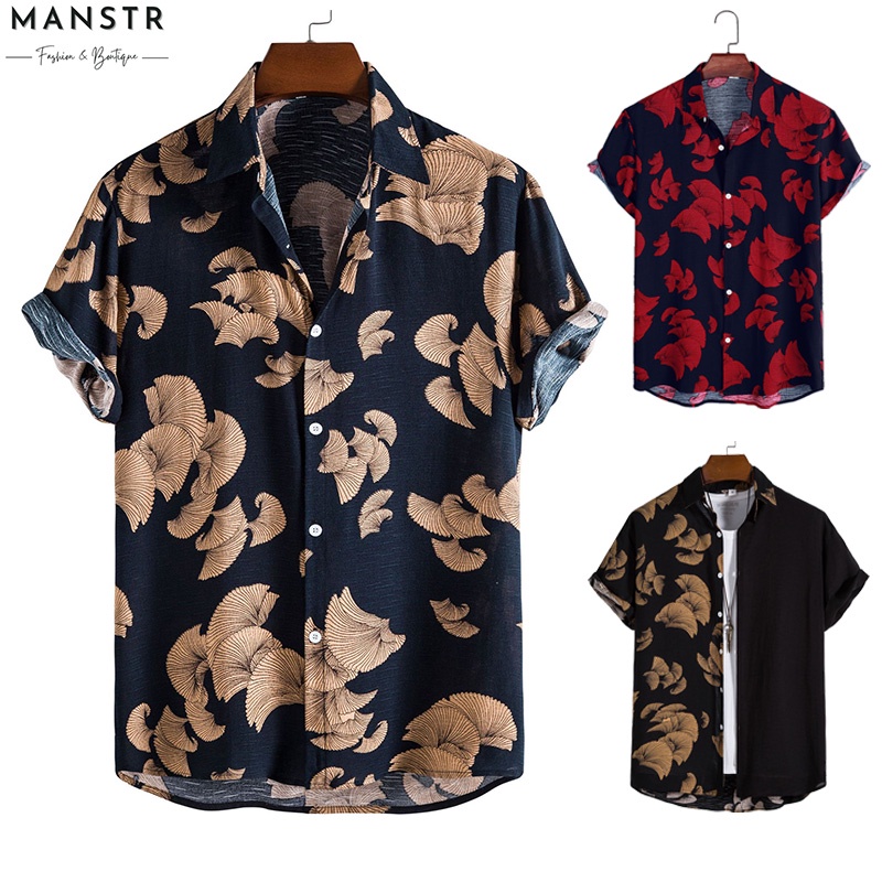 Áo Sơ Mi Ngắn Tay Dáng Rộng In Họa Tiết Hoa Plus Size Thời Trang Mùa Hè Cho Nam