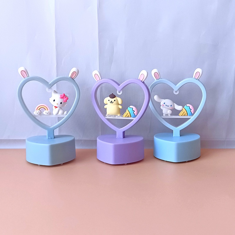 Đèn Ngủ Để Bàn Hình Trái Tim/Mèo Hello Kitty Dễ Thương Dùng Làm Quà Tặng Sinh Nhật Cho Bạn Gái