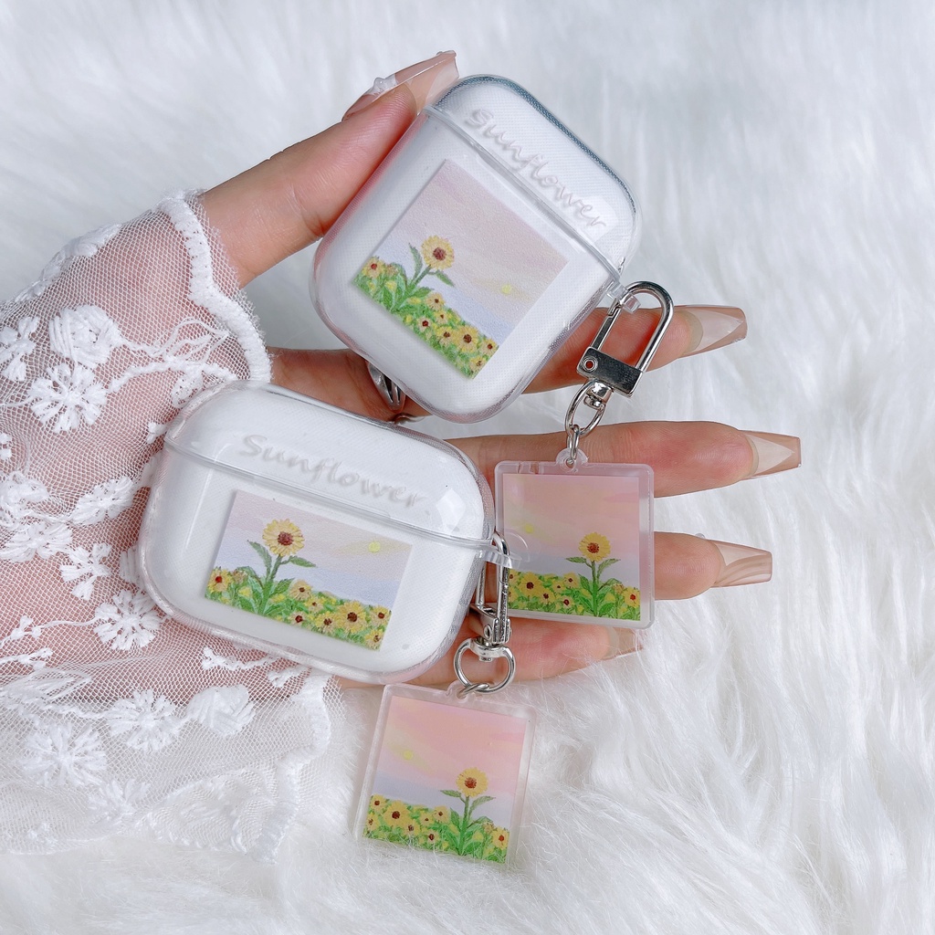 Vỏ Bảo Vệ Hộp Sạc Tai Nghe AirPods3 AirPods3 Họa Tiết Hoàng Hôn/ Hoa Hướng Dương Màu Trong Suốt Dễ Thương