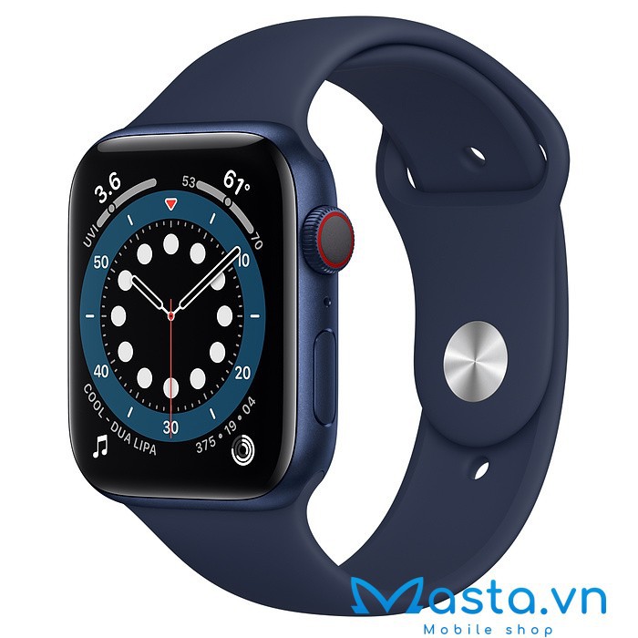 [TRẢ GÓP 0%] Đồng Hồ Apple Watch Series 6 44mm - Viền nhôm xanh, dây Sport Band Xanh (LTE) - M09A3