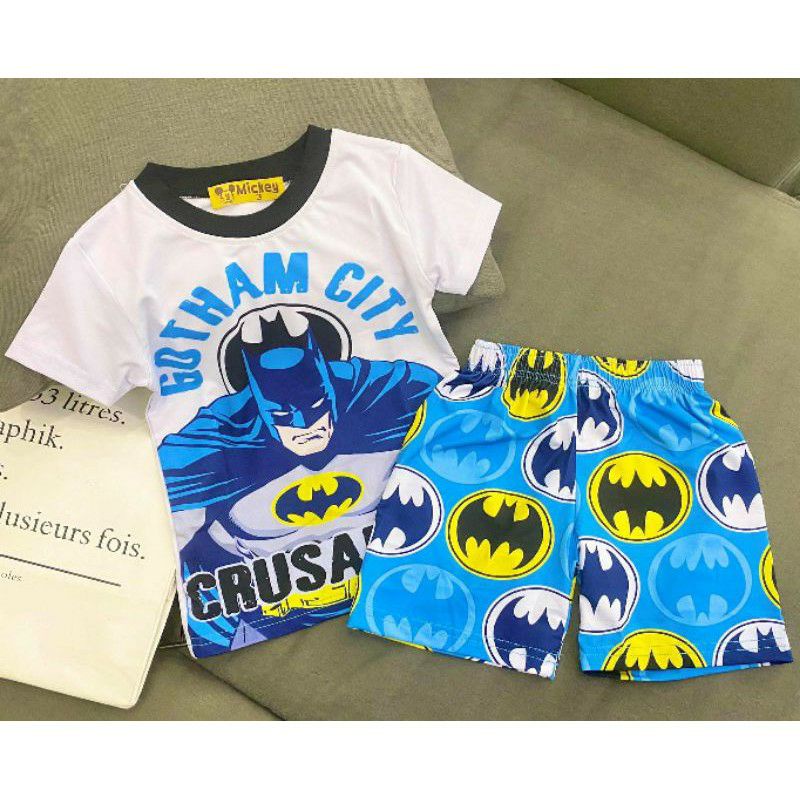 Bộ bé trai thun lạnh in 3D nhân vật hoạt hình siêu hot