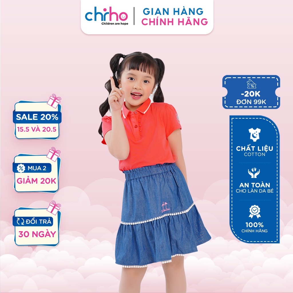 Áo Polo Cho Bé Gái CHIHO Chất Liệu Cotton Thoáng Mát, Cổ Đức Cách Điệu, Màu Sắc Tươi Sáng Cho Trẻ Từ 8 - 13 Tuổi GPS201R